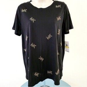 Michael Kors Black & Gold Studded Women's Logo T-Shirt. Size: Medium. NWT